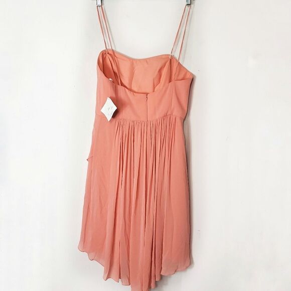 Watters fit & flare chiffon coral crossed hem Bridesmaids Mini knee length Dress - Picture 8 of 11